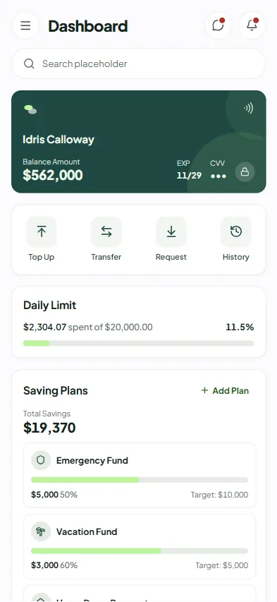 Corvane dashboard on a phone screen